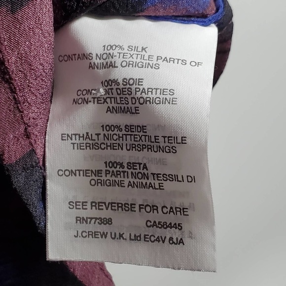 J. Crew Sleeveless V-Neck Leopard Print Blouse Burgundy Blue Size 00 - Picture 9 of 10